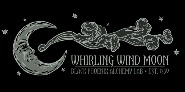 Label and silkscreen tee design for Black Phoenix Alchemy Lab